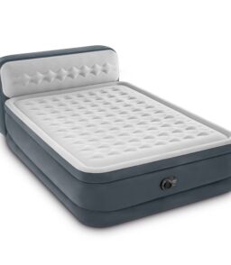Intex Dura-Beam Deluxe Ultra Plush Headboard Queen Airbed. Gray. 18in. Built-In Pump - 64447ED