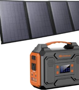 Solar Generator with Panel. 300W Portable Power Station with Solar Panel 40W. 110V Pure Sine Wave AC Outlet Electric Generator for Home Use Outdoor RV Camping