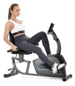 Recumbent Exercise Bike With Pulse Monitor And Tablet Holder - 8-Level Magnetic Resistance. 300 lbs Capacity