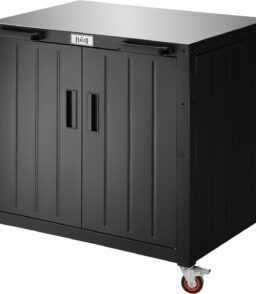 Outdoor Grill Cart With Storage Cabinet And Stainless Steel Top. 35-Inch. Black & Silver - KT2435 Series