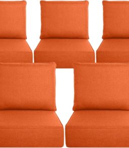 Belord Outdoor Cushion Set - 5 24 x 24 x 6 Inch Seat Cushions And 5 21 x 24 x 6 Inch Back Cushions. Orange