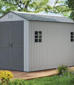 ZZM Outdoor Resin Storage Shed 6x11 Ft With Floor And Windows. Gray