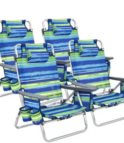 CraftPorch 4-Pack Folding Beach Chairs With 5-Position Recline
