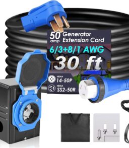 Seeutek 50 Amp 30 Ft Generator Extension Cord With Power Inlet Box And Interlock Kit - NEMA 14-50P/SS2-50P