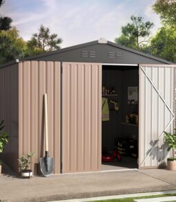 AECOJOY Metal Outdoor Storage Shed 8 ft x 6 ft - Lockable Doors