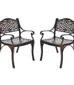All-Weather Cast Aluminum Outdoor Dining Chairs. Set Of 2 - 23 in x 22 in x 32.5 in