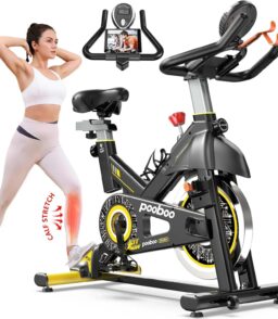 pooboo Indoor Exercise Bike With Adjustable Resistance And Belt Drive