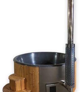 SaunaLife Wood-Fired Hot Tub. Natural. Up To 6 Persons. Thermo-Spruce. 79 in Diameter - S4N