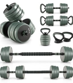 Adjustable Dumbbell Set. 92 Lbs. Black + Grey