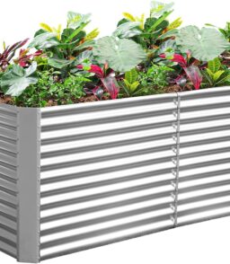 Land Guard Galvanized Raised Garden Bed 8x4x3ft. Classic Silver