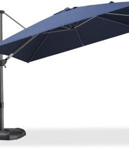 PURPLE LEAF 10 Feet Square Patio Cantilever Umbrella. Navy Blue