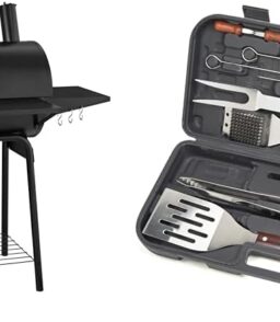 CC1830S 30 BBQ Charcoal Grill and Offset Smoker | 811 Square Inch cooking surface. Outdoor for Camping | Black