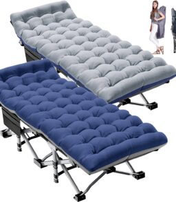 Slsy Folding Camping Cot 2 Pack. 75 x 28 x 14 in. 3.3 Inch 2-Sided Mattress - Carry Bag