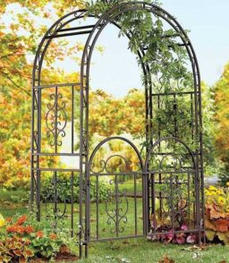 Plow Hearth Iron Gunmetal Garden Arbor With Gate. 53in W x 23in D x 84in H - Montebello