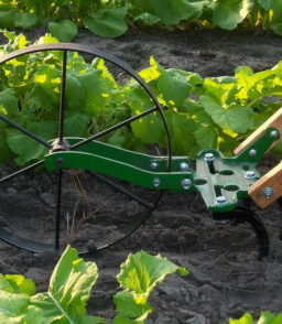 Single-Wheel Garden Hoe. Powder-Coated Steel. 72 x 32 x 19 Inches