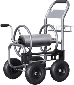 Giraffe Tools Heavy Duty Garden Hose Reel Cart With Wheels. 5/8in-250ft Hose Capacity