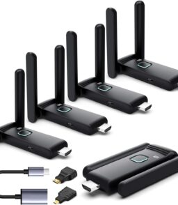YUYUNLOMN Wireless HDMI Transmitter With 4 Receivers. 165FT. Black - G58F