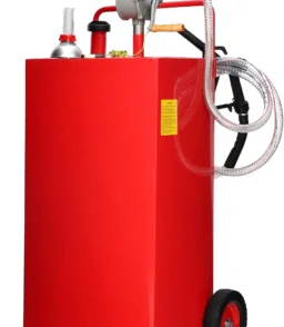 30 Gallon Fuel Caddy. Fuel Tank with Manual Transfer Pump for Gasoline & Diesel. Durable 4-Wheel Design. Mobile Fuel Storage for Cars. Trucks. Boats. Lawn Mowers. Red