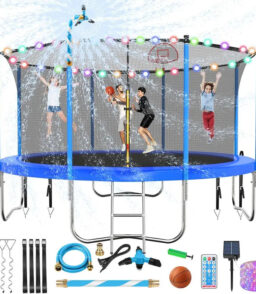 Trampoline With Enclosure Net And Adjustable Basketball Hoop - 8ft. 10ft. 12ft. 14ft. 15ft. 16ft