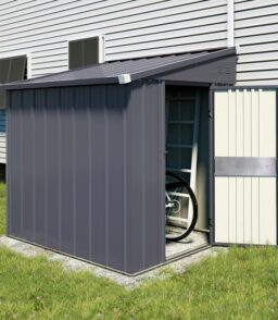 VEIKOUS Outdoor Lean-To Storage Shed 8' x 4'. Grey
