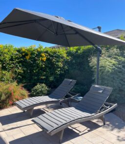 PURPLE LEAF 9 Feet Square Patio Cantilever Umbrella. Light Grey