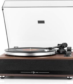 High Fidelity Belt Drive Turntable with Built-in Speakers. Vinyl Record Player with Magnetic Cartridge. Bluetooth Playback and Aux-in Functionality. Auto Off
