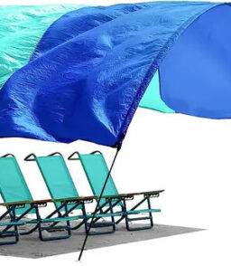 Beach Awning UV-Resistant Shade Solution. 4 lbs. Recycled Plastic