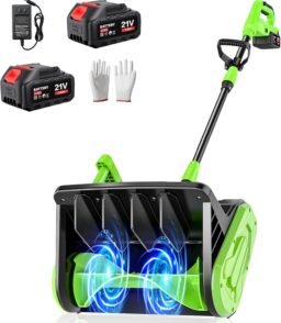 GEARPASS Cordless Snow Shovel 21V 16-Inch With 2 3000mAh Recharge Batteries