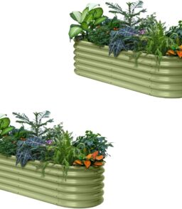 2-Pack Galvanized Raised Garden Bed Planter Boxes 6x2x1.5 ft. 17 Tall - Moss Green