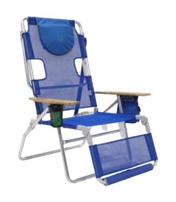 Ostrich 3-N-1 Altitude Outdoor Reclining Beach Chair. Blue - 16-Inch Height