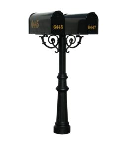 QualArc Hanford Twin Black Mailbox Post System With Scroll Supports - Aluminum - 69 x 22 x 19 in