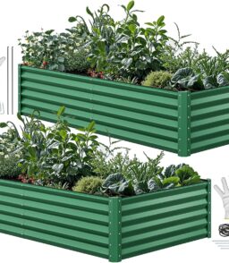 Large Raised Garden Bed Kit 8x4x2ft 2 Pcs Green