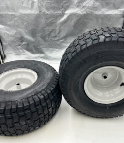 Lawn Mower Tire and Wheel Set Of 2. 20x8.00-8. Gray Rim. 3/4 Inch Axle. 2.90 Inch D-Drive Hub