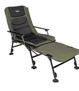 VINGLI Oversized Fishing Chair With Footrest Support. 440 lbs. 160 Degree Adjustable Backrest. Black & Army Green