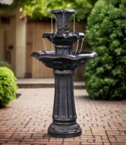 Teamson Home 3-Tier Lily Birdbath Water Fountain. 20.47 in Dia. x 37.8 in H
