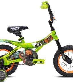 Jurassic World 12-inch Raptor Boys Bicycle With Training Wheels. Green And Orange