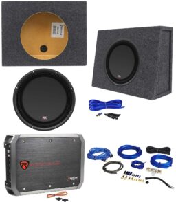 MTX 3512-04S 12in 600W Shallow Subwoofer With Sealed Enclosure. Amplifier And Wires - 3512-04S