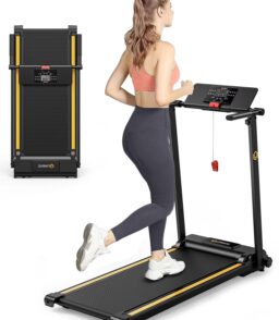 UREVO Folding Treadmill - 2.25HP. 12 HIIT Modes. 265 lbs Capacity. Yellow Or Red
