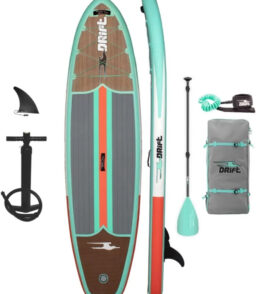 Drift Aero Inflatable Stand Up Paddle Board With Accessories. Classic Woodgrain. Adult. 10'8