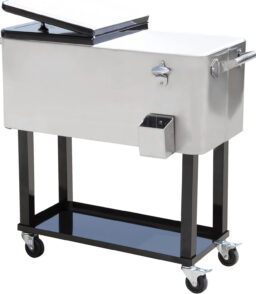 Rolling Patio Cooler 80 Quart Steel - Silver