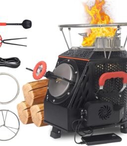 Smokeless Stainless Steel Camping Stove. Wood Fuel. Black. 3 Adjustable Levels