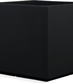PolyStone Monterray Square Outdoor Planter 23 in L x 23 in W x 19 in H. Black
