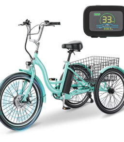 Docred 24in Electric Tricycle. 7 Speed 3 Wheel E-Bike With Large Basket. 350W 36V 10.4Ah - 15.5 MPH